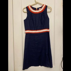 Sail to Sable Navy Linen A-line Dress